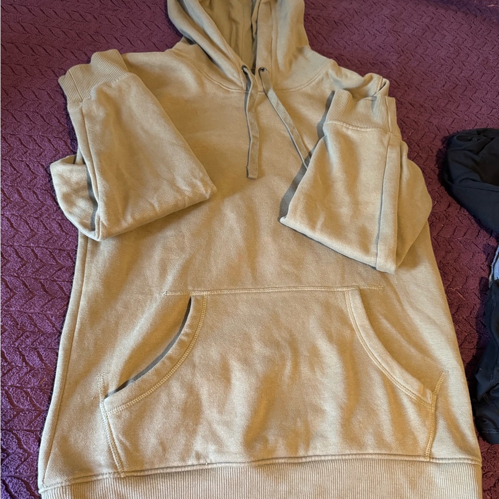Beige Hoodie with Front Pocket